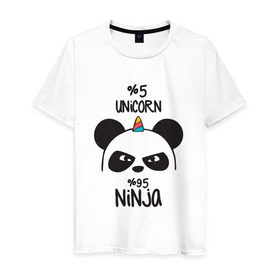 Мужская футболка хлопок с принтом Unicorn ninja в Санкт-Петербурге, 100% хлопок | прямой крой, круглый вырез горловины, длина до линии бедер, слегка спущенное плечо. | panda dab | unicorn ninja