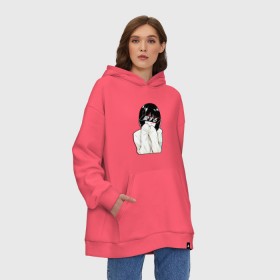 Худи SuperOversize хлопок с принтом LOVE (Japanese) в Санкт-Петербурге, 70% хлопок, 30% полиэстер, мягкий начес внутри | карман-кенгуру, эластичная резинка на манжетах и по нижней кромке, двухслойный капюшон
 | люблю