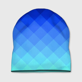 Шапка 3D с принтом Blue geometria в Санкт-Петербурге, 100% полиэстер | универсальный размер, печать по всей поверхности изделия | blue | geometria | абстракция | бирюза | бирюзовый | геометрия | куб | синий