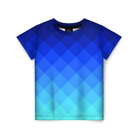 Детская футболка 3D с принтом Blue geometria в Санкт-Петербурге, 100% гипоаллергенный полиэфир | прямой крой, круглый вырез горловины, длина до линии бедер, чуть спущенное плечо, ткань немного тянется | blue | geometria | абстракция | бирюза | бирюзовый | геометрия | куб | синий