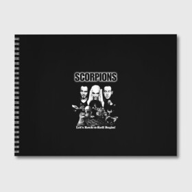 Альбом для рисования с принтом Группа Scorpions в Санкт-Петербурге, 100% бумага
 | матовая бумага, плотность 200 мг. | Тематика изображения на принте: scorpions | группа | скорпионс | хард | хардрок