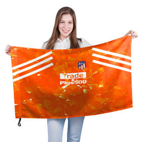 Флаг 3D с принтом Atletico Madrid Original #5 в Санкт-Петербурге, 100% полиэстер | плотность ткани — 95 г/м2, размер — 67 х 109 см. Принт наносится с одной стороны | атлетико мадрид | полосы | эмблема