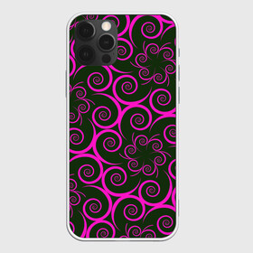 Чехол для iPhone 12 Pro с принтом Розовые цветы в Санкт-Петербурге, силикон | область печати: задняя сторона чехла, без боковых панелей | pink | кружева | лепестки | розовый | спираль | узор | фрактал | цветки | цветок | цветы