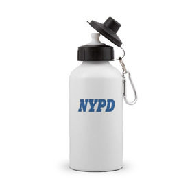 Бутылка спортивная с принтом NYPD в Санкт-Петербурге, металл | емкость — 500 мл, в комплекте две пластиковые крышки и карабин для крепления | new york police department | департамент | нью йорк