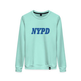 Женский свитшот хлопок с принтом NYPD в Санкт-Петербурге, 100% хлопок | прямой крой, круглый вырез, на манжетах и по низу широкая трикотажная резинка  | new york police department | департамент | нью йорк