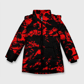 Зимняя куртка для девочек 3D с принтом Красные краски в Санкт-Петербурге, ткань верха — 100% полиэстер; подклад — 100% полиэстер, утеплитель — 100% полиэстер. | длина ниже бедра, удлиненная спинка, воротник стойка и отстегивающийся капюшон. Есть боковые карманы с листочкой на кнопках, утяжки по низу изделия и внутренний карман на молнии. 

Предусмотрены светоотражающий принт на спинке, радужный светоотражающий элемент на пуллере молнии и на резинке для утяжки. | abstraction | абстракция красок | брызги красок | краска | красные краски | потертость красок | разводы красок | черно белый