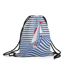 Рюкзак-мешок 3D с принтом Яхта в Санкт-Петербурге, 100% полиэстер | плотность ткани — 200 г/м2, размер — 35 х 45 см; лямки — толстые шнурки, застежка на шнуровке, без карманов и подкладки | flag | joke | prank | sail | sea | stripes | water | waves | yacht vest | вода | волны | море | парус | полосы | прикол | тельняшка | флаг | шутка | яхта