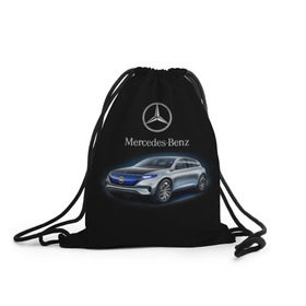 Рюкзак-мешок 3D с принтом Mercedes-Benz в Санкт-Петербурге, 100% полиэстер | плотность ткани — 200 г/м2, размер — 35 х 45 см; лямки — толстые шнурки, застежка на шнуровке, без карманов и подкладки | kомпания производитель легковых автомобилей премиального класса | немецкое качество