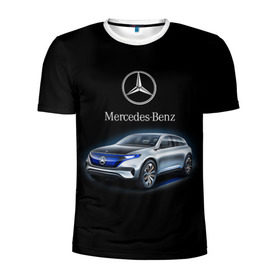 Мужская футболка 3D спортивная с принтом Mercedes-Benz в Санкт-Петербурге, 100% полиэстер с улучшенными характеристиками | приталенный силуэт, круглая горловина, широкие плечи, сужается к линии бедра | kомпания производитель легковых автомобилей премиального класса | немецкое качество