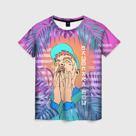 Женская футболка 3D с принтом Sayonara Boy в Санкт-Петербурге, 100% полиэфир ( синтетическое хлопкоподобное полотно) | прямой крой, круглый вырез горловины, длина до линии бедер | allj | eldzhey | sayonaraboy | алексей узенюк | рэпер | хип хоп | элджей