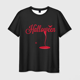 Мужская футболка 3D с принтом Кровавый хэллоуин в Санкт-Петербурге, 100% полиэфир | прямой крой, круглый вырез горловины, длина до линии бедер | 31 октября | halloween | день святых | праздник | праздник мертвых | тыква | хэллоуин
