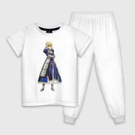 Детская пижама хлопок с принтом Сэйбер в Санкт-Петербурге, 100% хлопок |  брюки и футболка прямого кроя, без карманов, на брюках мягкая резинка на поясе и по низу штанин
 | anime | fate stay night | аниме | сэйбер
