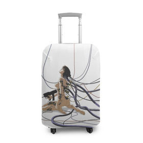 Чехол для чемодана 3D с принтом Ghost in the shell в Санкт-Петербурге, 86% полиэфир, 14% спандекс | двустороннее нанесение принта, прорези для ручек и колес | anime | ghost in the shell | motoko | аниме | белый | мотоко | призрак в доспехах
