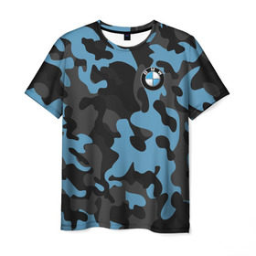 Мужская футболка 3D с принтом BMW Military brand color в Санкт-Петербурге, 100% полиэфир | прямой крой, круглый вырез горловины, длина до линии бедер | bmw | автомобильные | бмв | машины