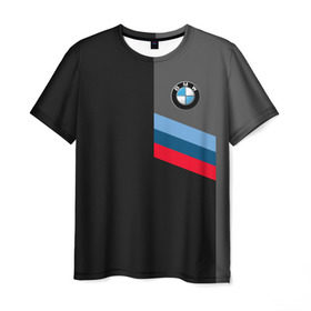 Мужская футболка 3D с принтом BMW Brand Tricolor в Санкт-Петербурге, 100% полиэфир | прямой крой, круглый вырез горловины, длина до линии бедер | bmw | автомобильные | бмв | машины