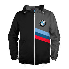 Мужская ветровка 3D с принтом BMW Brand Tricolor в Санкт-Петербурге, 100% полиэстер | подол и капюшон оформлены резинкой с фиксаторами, два кармана без застежек по бокам, один потайной карман на груди | bmw | автомобильные | бмв | машины