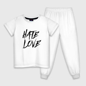 Детская пижама хлопок с принтом FACE Hate Love в Санкт-Петербурге, 100% хлопок |  брюки и футболка прямого кроя, без карманов, на брюках мягкая резинка на поясе и по низу штанин
 | face | hate | hatelove | rap | рэп | рэпер | фейс | фэйс