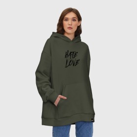 Худи SuperOversize хлопок с принтом FACE Hate Love в Санкт-Петербурге, 70% хлопок, 30% полиэстер, мягкий начес внутри | карман-кенгуру, эластичная резинка на манжетах и по нижней кромке, двухслойный капюшон
 | face | hate | hatelove | rap | рэп | рэпер | фейс | фэйс