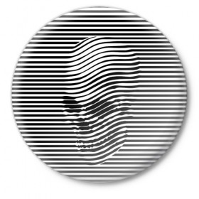 Значок с принтом Череп в Санкт-Петербурге,  металл | круглая форма, металлическая застежка в виде булавки | art | optical | skull | stripes | vest | искусство | оптическое | полосы | тельняшка | череп