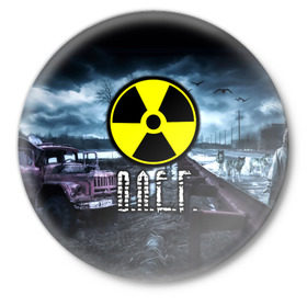 Значок с принтом S.T.A.L.K.E.R. - О.Л.Е.Г. в Санкт-Петербурге,  металл | круглая форма, металлическая застежка в виде булавки | stalker | игра | имя | олег | припять | радиация | сталкер | чернобыль