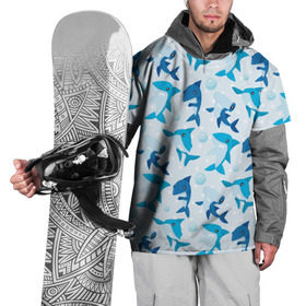 Накидка на куртку 3D с принтом Акулы в Санкт-Петербурге, 100% полиэстер |  | shark | акула | вода | море | океан | пузыри | рыба | рыбалка