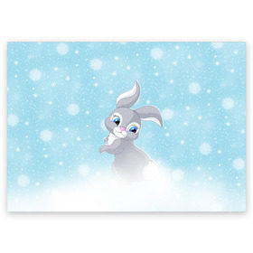 Поздравительная открытка с принтом Зайка в Санкт-Петербурге, 100% бумага | плотность бумаги 280 г/м2, матовая, на обратной стороне линовка и место для марки
 | christmas | new year | дед мороз | заяц | зима | клаус | метель | мороз | новый год | рождество | санта | снег