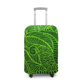 Чехол для чемодана 3D с принтом зеленые узоры в Санкт-Петербурге, 86% полиэфир, 14% спандекс | двустороннее нанесение принта, прорези для ручек и колес | green | абстракция | арт | восток | геометрия | зелень | индия | орнамент | роспись | узоры | цветы