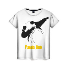 Женская футболка 3D с принтом Panda dub в Санкт-Петербурге, 100% полиэфир ( синтетическое хлопкоподобное полотно) | прямой крой, круглый вырез горловины, длина до линии бедер | dab | dance | dub | movement | panda | движение | панда | танец