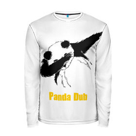 Мужской лонгслив 3D с принтом Panda dub в Санкт-Петербурге, 100% полиэстер | длинные рукава, круглый вырез горловины, полуприлегающий силуэт | Тематика изображения на принте: dab | dance | dub | movement | panda | движение | панда | танец
