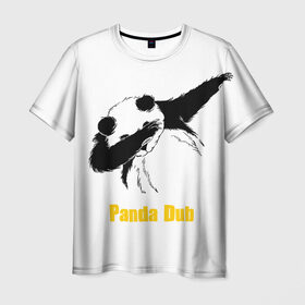 Мужская футболка 3D с принтом Panda dub в Санкт-Петербурге, 100% полиэфир | прямой крой, круглый вырез горловины, длина до линии бедер | Тематика изображения на принте: dab | dance | dub | movement | panda | движение | панда | танец