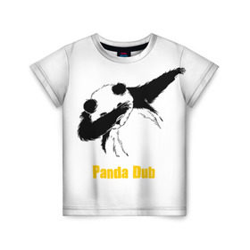 Детская футболка 3D с принтом Panda dub в Санкт-Петербурге, 100% гипоаллергенный полиэфир | прямой крой, круглый вырез горловины, длина до линии бедер, чуть спущенное плечо, ткань немного тянется | dab | dance | dub | movement | panda | движение | панда | танец