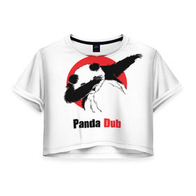 Женская футболка 3D укороченная с принтом Panda dub в Санкт-Петербурге, 100% полиэстер | круглая горловина, длина футболки до линии талии, рукава с отворотами | dab | dance | dub | movement | panda | движение | панда | танец