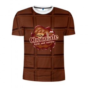 Мужская футболка 3D спортивная с принтом Chocolate в Санкт-Петербурге, 100% полиэстер с улучшенными характеристиками | приталенный силуэт, круглая горловина, широкие плечи, сужается к линии бедра | chocolate | fresh | еда | плитка | сладости | шоколад