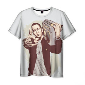 Мужская футболка 3D с принтом Eminem Art в Санкт-Петербурге, 100% полиэфир | прямой крой, круглый вырез горловины, длина до линии бедер | art | eminem | hip hop | rap | rap god | арт | брюс | бумбокс | маршалл | мэтерс | рэп | хим хоп | эминем