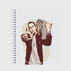 Тетрадь с принтом Eminem Art в Санкт-Петербурге, 100% бумага | 48 листов, плотность листов — 60 г/м2, плотность картонной обложки — 250 г/м2. Листы скреплены сбоку удобной пружинной спиралью. Уголки страниц и обложки скругленные. Цвет линий — светло-серый
 | art | eminem | hip hop | rap | rap god | арт | брюс | бумбокс | маршалл | мэтерс | рэп | хим хоп | эминем