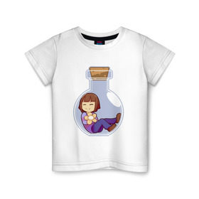 Детская футболка хлопок с принтом Фриск в Санкт-Петербурге, 100% хлопок | круглый вырез горловины, полуприлегающий силуэт, длина до линии бедер | frisk | undertale | фриск