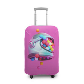 Чехол для чемодана 3D с принтом Colorful balls в Санкт-Петербурге, 86% полиэфир, 14% спандекс | двустороннее нанесение принта, прорези для ручек и колес | balls | colorful | helmet | pink | колорит | космонавт | космос | розовый | скафандр | цвет | шарики | шары | шлем