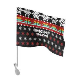 Флаг для автомобиля с принтом Праздничный Imagine Dragons в Санкт-Петербурге, 100% полиэстер | Размер: 30*21 см | альтернативный | американская | группа | драгонс | имеджин | инди | индирок | новогодний | поп | рождество | рок | свитер | электроник