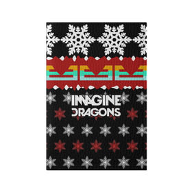 Обложка для паспорта матовая кожа с принтом Праздничный Imagine Dragons в Санкт-Петербурге, натуральная матовая кожа | размер 19,3 х 13,7 см; прозрачные пластиковые крепления | альтернативный | американская | группа | драгонс | имеджин | инди | индирок | новогодний | поп | рождество | рок | свитер | электроник