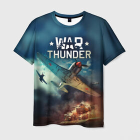 Мужская футболка 3D с принтом Гром войны в Санкт-Петербурге, 100% полиэфир | прямой крой, круглый вырез горловины, длина до линии бедер | Тематика изображения на принте: war thunder | гром войны
