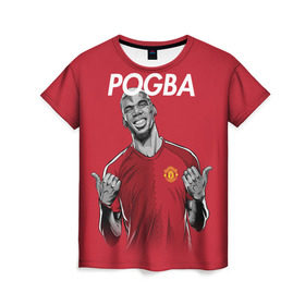 Женская футболка 3D с принтом Pogba Manchester United в Санкт-Петербурге, 100% полиэфир ( синтетическое хлопкоподобное полотно) | прямой крой, круглый вырез горловины, длина до линии бедер | mu | paul | pogba | манчестер юнайтед | мю | погба | форма