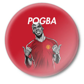 Значок с принтом Pogba Manchester United в Санкт-Петербурге,  металл | круглая форма, металлическая застежка в виде булавки | mu | paul | pogba | манчестер юнайтед | мю | погба | форма
