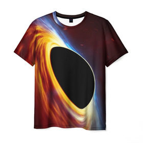 Мужская футболка 3D с принтом Black planet в Санкт-Петербурге, 100% полиэфир | прямой крой, круглый вырез горловины, длина до линии бедер | black hole | planet | space | астрономия | вселенная | звёзды | космос | млечный путь | планета | чёрная дыра