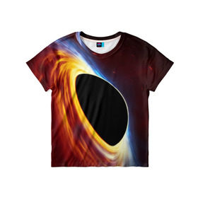 Детская футболка 3D с принтом Black planet в Санкт-Петербурге, 100% гипоаллергенный полиэфир | прямой крой, круглый вырез горловины, длина до линии бедер, чуть спущенное плечо, ткань немного тянется | Тематика изображения на принте: black hole | planet | space | астрономия | вселенная | звёзды | космос | млечный путь | планета | чёрная дыра