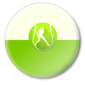 Значок с принтом Теннис в Санкт-Петербурге,  металл | круглая форма, металлическая застежка в виде булавки | Тематика изображения на принте: sport | логотип | мяч | спорт | теннис
