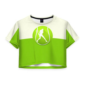 Женская футболка 3D укороченная с принтом Теннис в Санкт-Петербурге, 100% полиэстер | круглая горловина, длина футболки до линии талии, рукава с отворотами | sport | логотип | мяч | спорт | теннис