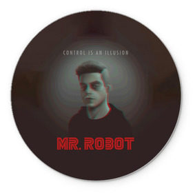 Коврик круглый с принтом Mr Robot в Санкт-Петербурге, резина и полиэстер | круглая форма, изображение наносится на всю лицевую часть | mister robot | mr robot | rami malek | мистер робот | рами малек