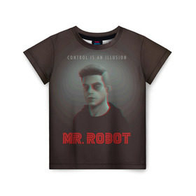 Детская футболка 3D с принтом Mr Robot в Санкт-Петербурге, 100% гипоаллергенный полиэфир | прямой крой, круглый вырез горловины, длина до линии бедер, чуть спущенное плечо, ткань немного тянется | Тематика изображения на принте: mister robot | mr robot | rami malek | мистер робот | рами малек
