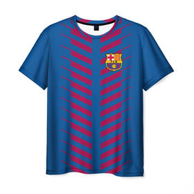 Мужская футболка 3D с принтом FC Barcelona 2018 Creative в Санкт-Петербурге, 100% полиэфир | прямой крой, круглый вырез горловины, длина до линии бедер | fc | fc barcelona | fcb | барселона | мяч | спорт | футбол | футбольный клуб