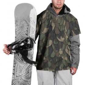 Накидка на куртку 3D с принтом Камуфляж с перьями в Санкт-Петербурге, 100% полиэстер |  | армия | камуфляж | милитари | паттерн | перо | перья | птица | хаки